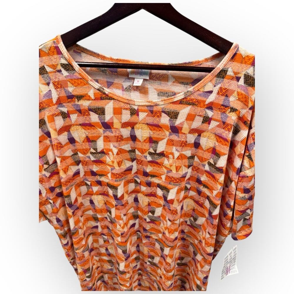 NWT LuLaRoe Irma High-Low Tunic Top – Orange Purple Geometric Print – Medium - Picture 3 of 6